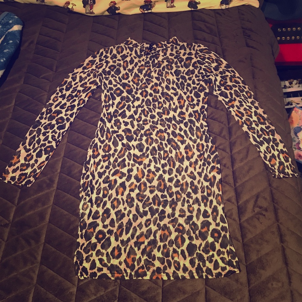 NWT boohoo sheer cheetah print dress